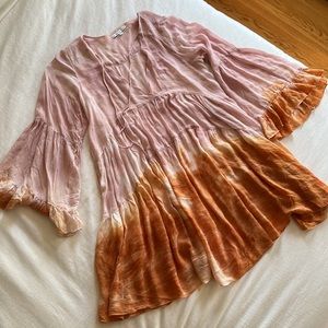 Young Fabulous & Broke Tunic tie-dye pink/rust tunic dress